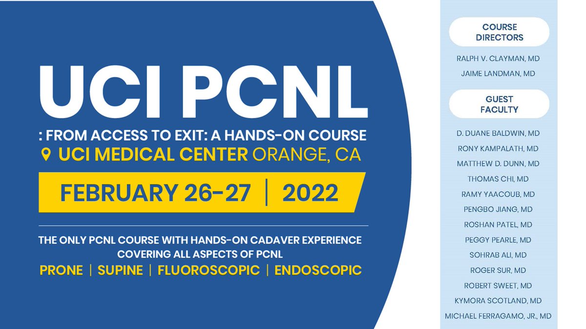 Uci Urology Now Only 9 Spots Available In Person To Learn All Things Pcnl Presented In Partnership With Ralphvclayman Jaimelandmanuci Kampalath Roger Sur Thomaschi8 Yaacoubramy Roshanpatel Md Sohrabnaushad Drkscotland Register