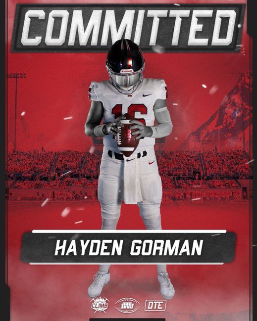 HaydenGorman74's tweet photo. OFFICIALLY COMMITTED 

#StrikeThePick #CLIMB 🏔⛏🔴⚪️

@IndWesleyan_FB @Coach_Langs @CoachBeyerIWU @CoachTraz @CoachLauckIWU @CoachjjClark @CoachBlairIWU @CoachBuzzAldrin @Coach_Ekkens @TylerMillerCFB https://t.co/CjWLIudtzQ