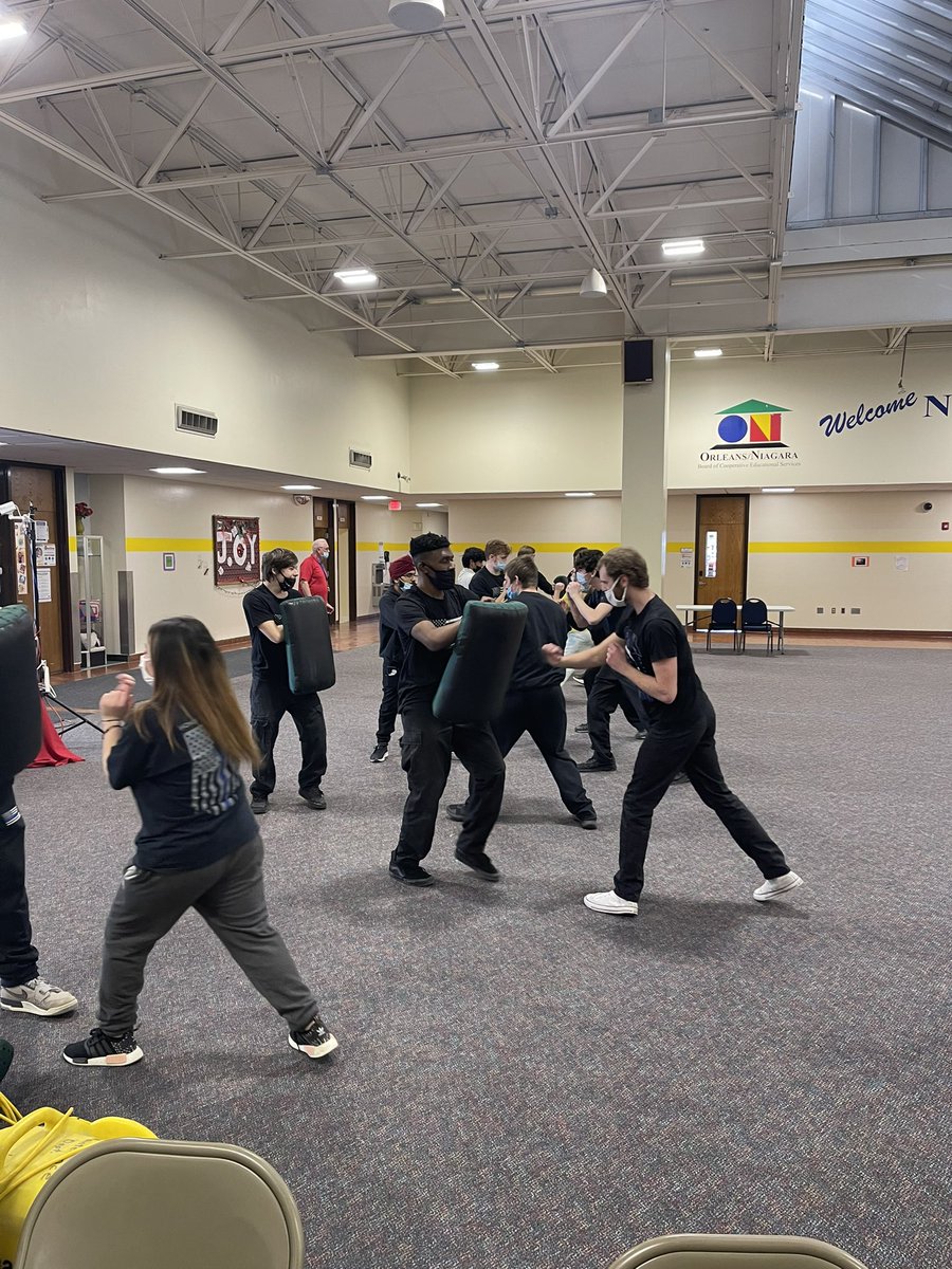 SSBindemann's tweet photo. February is CTE month. One of the hallmarks of CTE, is the industry aligned experiences. At NCTEC, our Security and Law students have a blast learning defensive tactics. Thanks to SRO Ohar for contributing to their learning. #engaged #CTE @ONBOCES https://t.co/07PZchcFSd