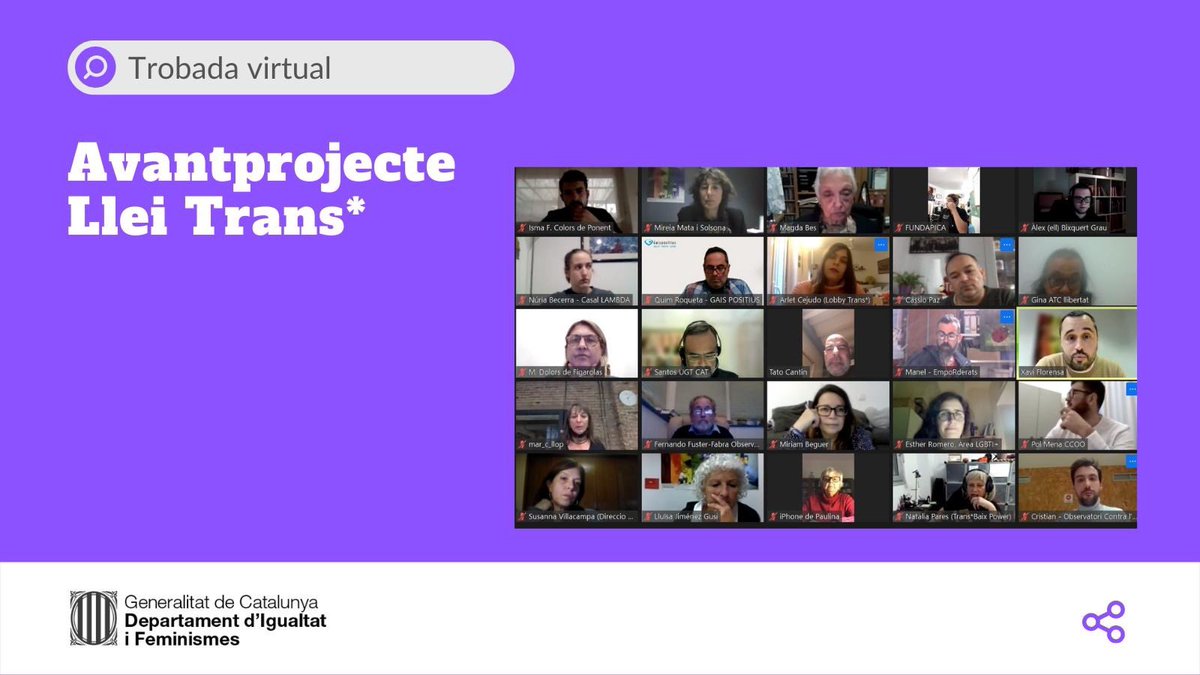 igualtatcat's tweet photo. Avui ens hem reunit amb entitats LGBTI+ per explicar els objectius de la nova #LleiTrans*.
Una llei participativa que farà efectius tots els #drets de les persones trans*.
Presenta la teva proposta abans de l'11/02: https://t.co/pRnekONhe2
#OrgullBenAlt 🏳️⚧️ https://t.co/HPquqmQz3S