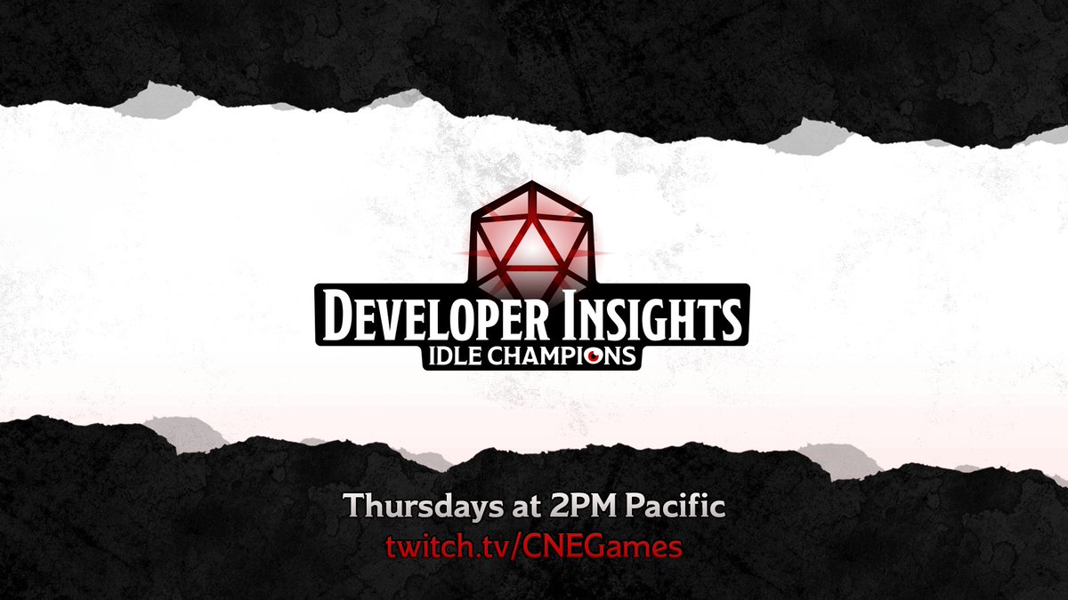 idlechampions's tweet image. It&apos;s Thursday - which means it&apos;s time to get some #DeveloperInsights! David and Justin are here to talk about the behind the scenes of #IdleChampions and answer your questions!

#dnd #indiedev

Join the chat at 2pm Pacific on twitch.tv/CNEGames