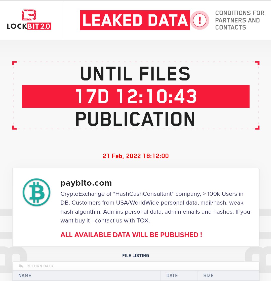 ALERT] LockBit ransomware gang has announced Cryptocurrency Exchange  