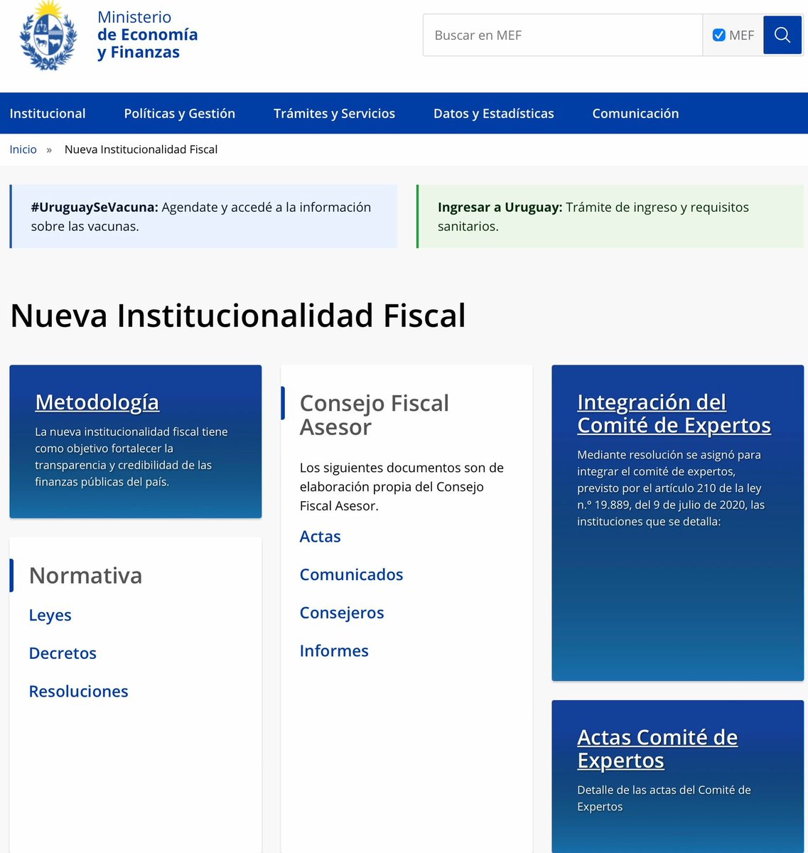 AldoLema_uy's tweet photo. Sitio dedicado a la Nueva Institucionalidad Fiscal de Uruguay dentro de la página web del Ministerio de Economía y Finanzas. Hay mucho para mejorar, pero es un avance importante.
👉🏼https://t.co/K9IbQydIwa https://t.co/QBDQaqDdQr