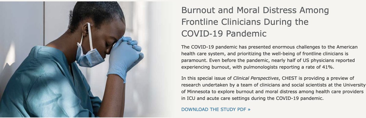 I missed this when it came in Nov out so I bet you did too! But would love to hear your feedback on #burnout in the #ICU check it out in the #COVID19 resource center. Thanks to our partners <a href="/accpchest/">CHEST</a> chestnet.org/topic-collecti… <a href="/amelzerMD/">drmelzer</a> <a href="/MilliRobMD/">CamilleRobichaux</a> @NnekaPhD