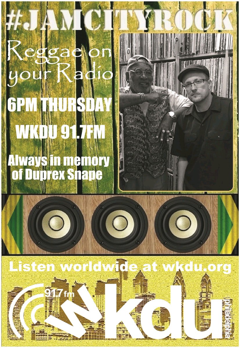 MikeyJamCity's tweet photo. #JamCityRock opens fire at 6pm with @PRINCEFARI #TheMightyThrees #TheBlackPearl @BarringtonLevy @PrinceJazzbo and 30+ more!
Be locked in at @WKDU Philadelphia 91.7fm & worldwide at https://t.co/t1e2JxJBfJ
#Reggae a go BOOM! https://t.co/pmXriKBp4S