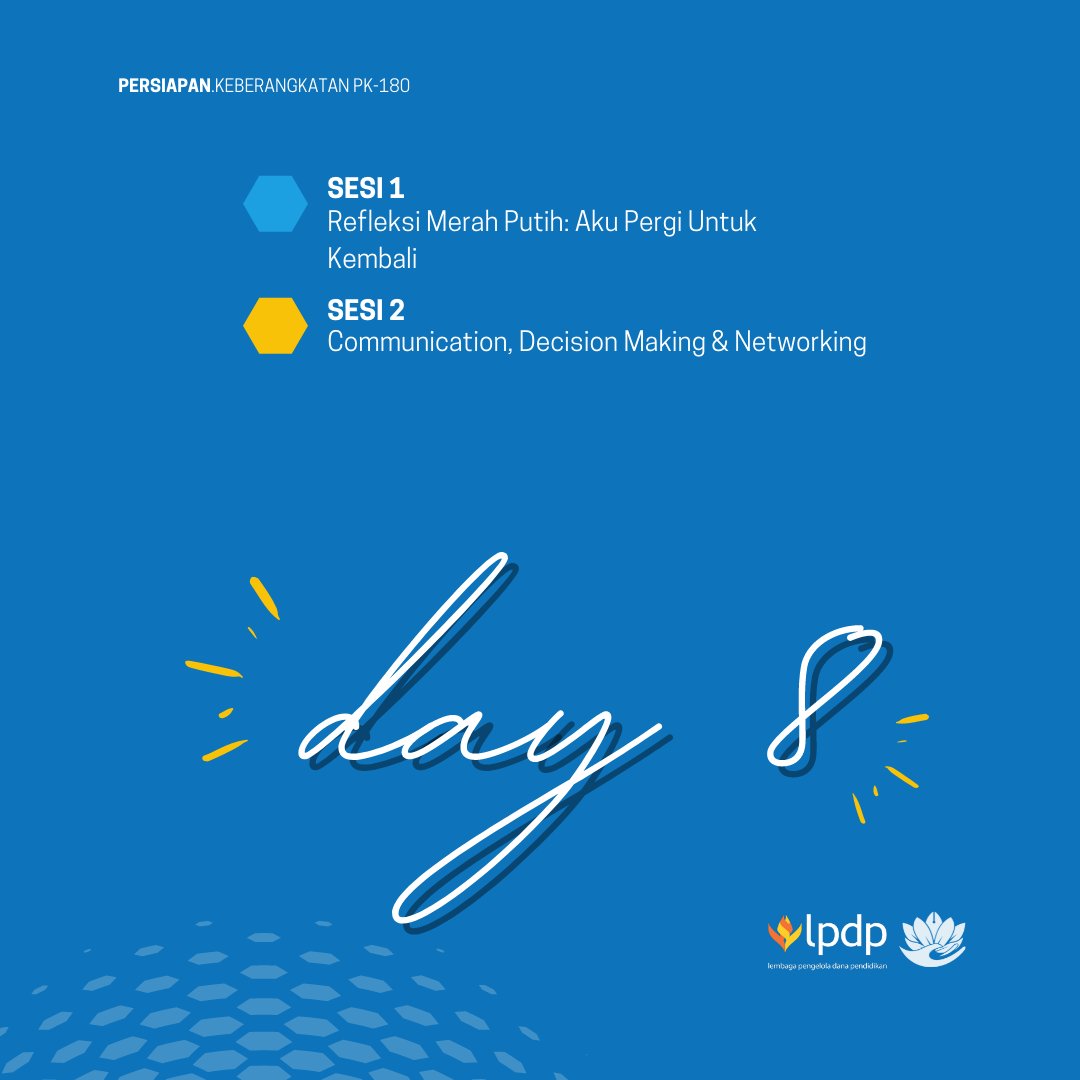 pk180lpdp's tweet photo. Highlight Padma Wijaya hari kedelapan:

Sesi 1 : Refleksi Merah Putih, Aku Pergi Untuk Kembali
Sesi 2 : Communication, Decision Making and Networking

@LPDP_RI 
#DiriUntukNegeri #SDMUnggulIndonesiaMaju #AkuPastiMengabdi https://t.co/zf25S9pmIh