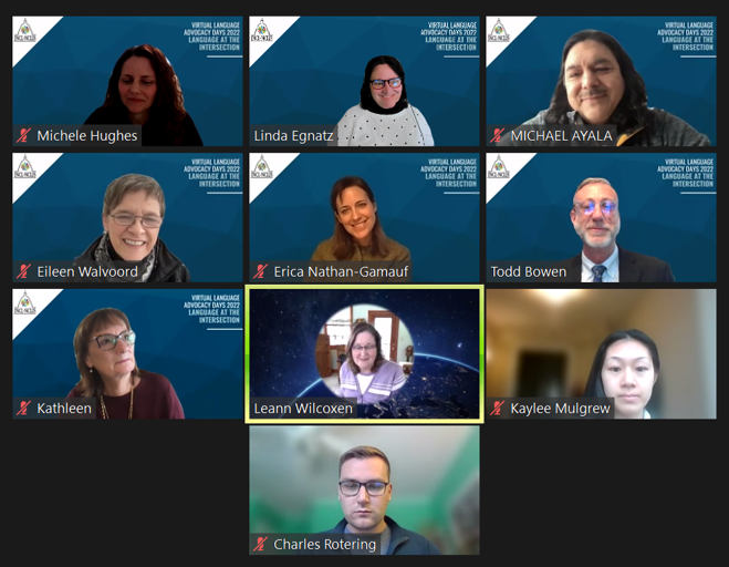 Thank you! Gracias! Xie-Xie to multilingual Charles Rotering &amp; bilingual Kaylee Mulgrew from <a href="/SenatorDurbin/">Senator Dick Durbin</a>'s office for meeting with our Illinois #LAD22 team to discuss language policy issues. <a href="/JNCLInfo/">Joint National Committee for Languages</a> <a href="/AATSPglobal/">AATSP</a>  <a href="/AATFrench/">AATF</a> <a href="/sran_gamauf/">Erica Nathan-Gamauf</a> <a href="/ToddBowen62/">Todd Bowen</a> <a href="/ICTFL/">ICTFL</a>