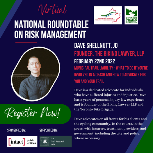 shorturl.at/hmxO5 Join us February 22 and 23, 2022 for an informative discussion on trails risk management. Suitable for trail users, user groups, land managers and trail operators. Register today!