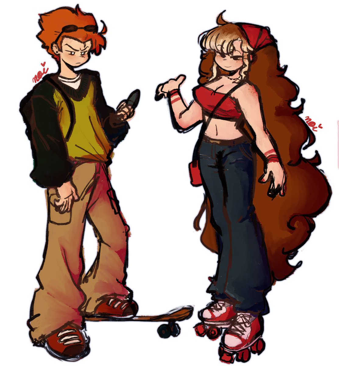 cinnacider's tweet image. i think these are the pico and gf designs ever and I should also draw them again