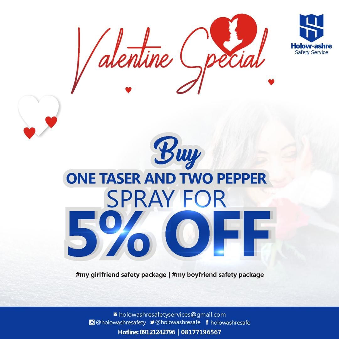 Holowashresafe's tweet photo. What more is love if not making sure your partner is safe and secured always. 
With this amazing package of our pepper spray and taser, surprise that loved one.
For more enquiries:
☎️: 08177196567
#security #securityguard #safetyfirst #securitygadgets
#holowashre
#trogworldonline https://t.co/9Xr284qIum