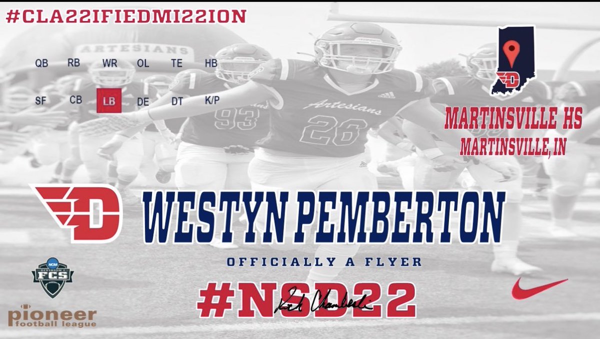 WestynPemberton's tweet photo. 100% Committed! Huge thanks to everyone who has helped me get here ❤️ @DaytonFootball @CoachVellucci https://t.co/IhzHoKEsvv