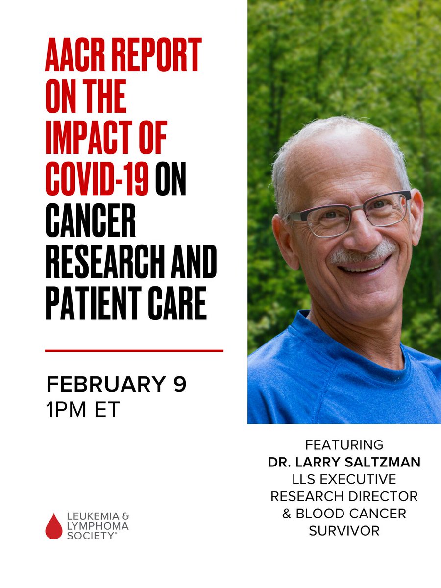 Policymakers, researchers & #cancer survivors – like LLS's own Dr. Larry Saltzman - are discussing @AACR's report on the impact of #COVID19on cancer research & patient care. Don't miss out👉bit.ly/3gpudGd #AACRCOVIDReport