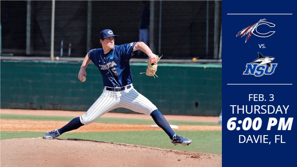 CatawbaBaseball's tweet photo. Your Catawba Indians open up the season tonight at Nova Southeastern at 6:00 PM. 
The game will be streamed at: https://t.co/GUtXdLVjYC https://t.co/77zaELqW51