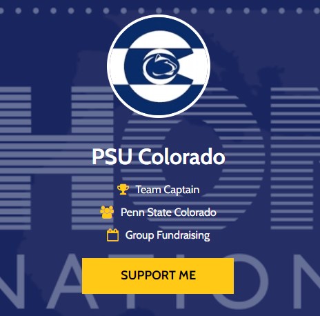 PSUColorado's tweet image. This weekend is the 50th anniversary of THON.

As part of our initiative to give back to our communities and our alma mater, we are asking you to consider a donation to  fundraiser. We have set the goal to 5,280 to represent our Mile High City.

We Are! FTK!