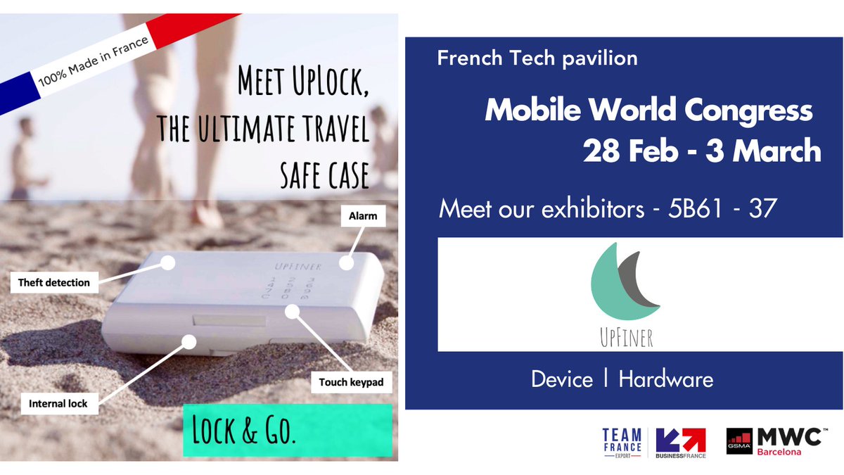 Bonjour_MWC's tweet photo. 🚀We are delighted to present you : 
@upfiner which is a French startup that has developed a mobile safe. Easy to transport, it does not require any attachment to secure your belongings (phone, credit card, jewelry, ...) #Bonjourmobile #MWC22 https://t.co/AWhjmKHP76
