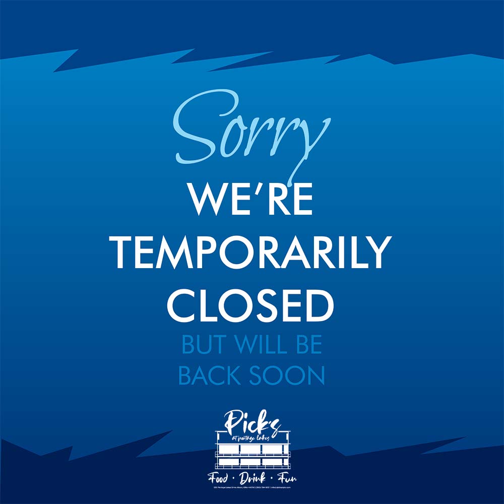 PicksAtPLX's tweet photo. Quick update: We will be closing early today at 4pm, and will re-open tomorrow (Friday) at 4pm due to the weather. Stay safe! https://t.co/g73yZdMVgJ