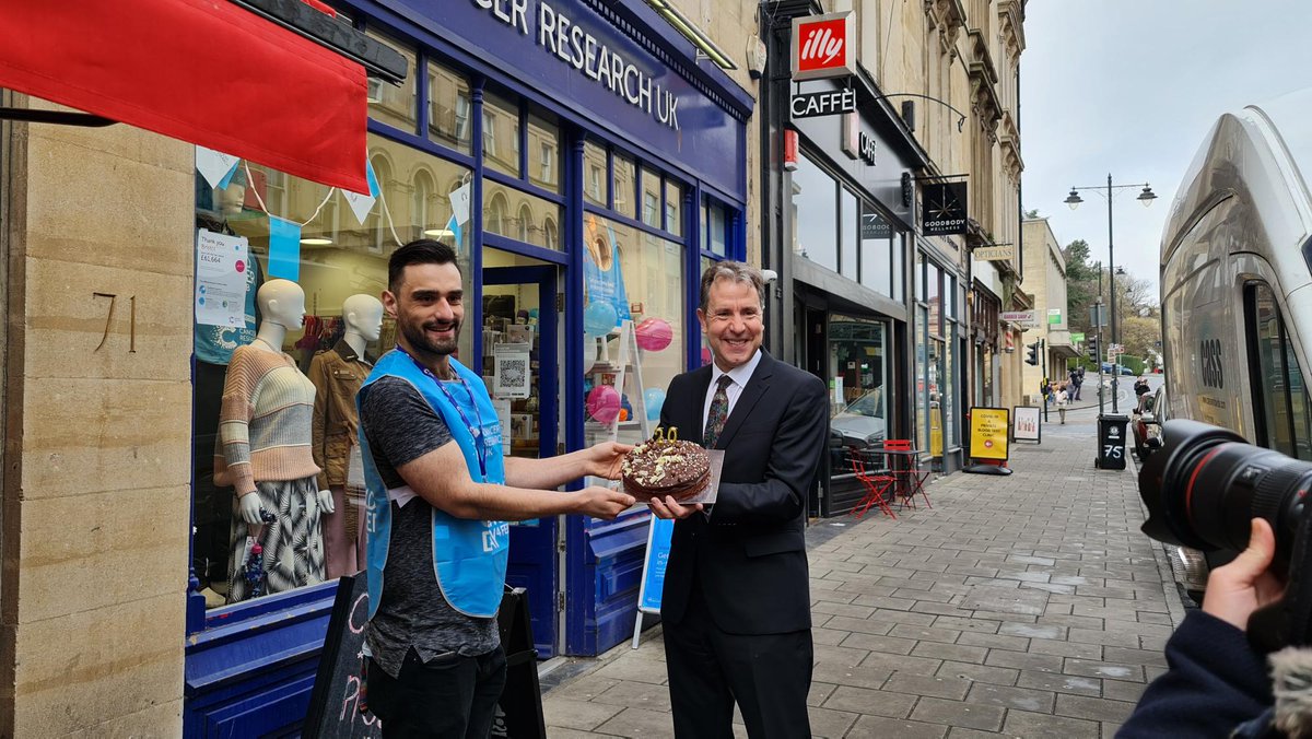Ahead of World Cancer Day tomorrow, a big thank you to @votedannorris for visiting our @CRUKBristolQns shop this morning to wish us a happy 20th birthday!