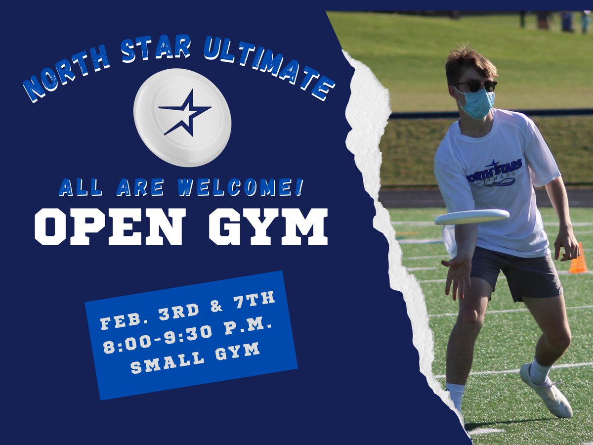 Looking for some athletic fun? SCN Ultimate is hosting two upcoming open gyms tonight and Monday night from 8-9:30 p.m. No experience needed. All are welcome! <a href="/bluefangroup/">SCN Blue Fan Group</a> @STCNSports <a href="/StCharlesNorth/">St. Charles North HS</a> <a href="/SCNBoosters/">SCN Athletic Boosters</a>