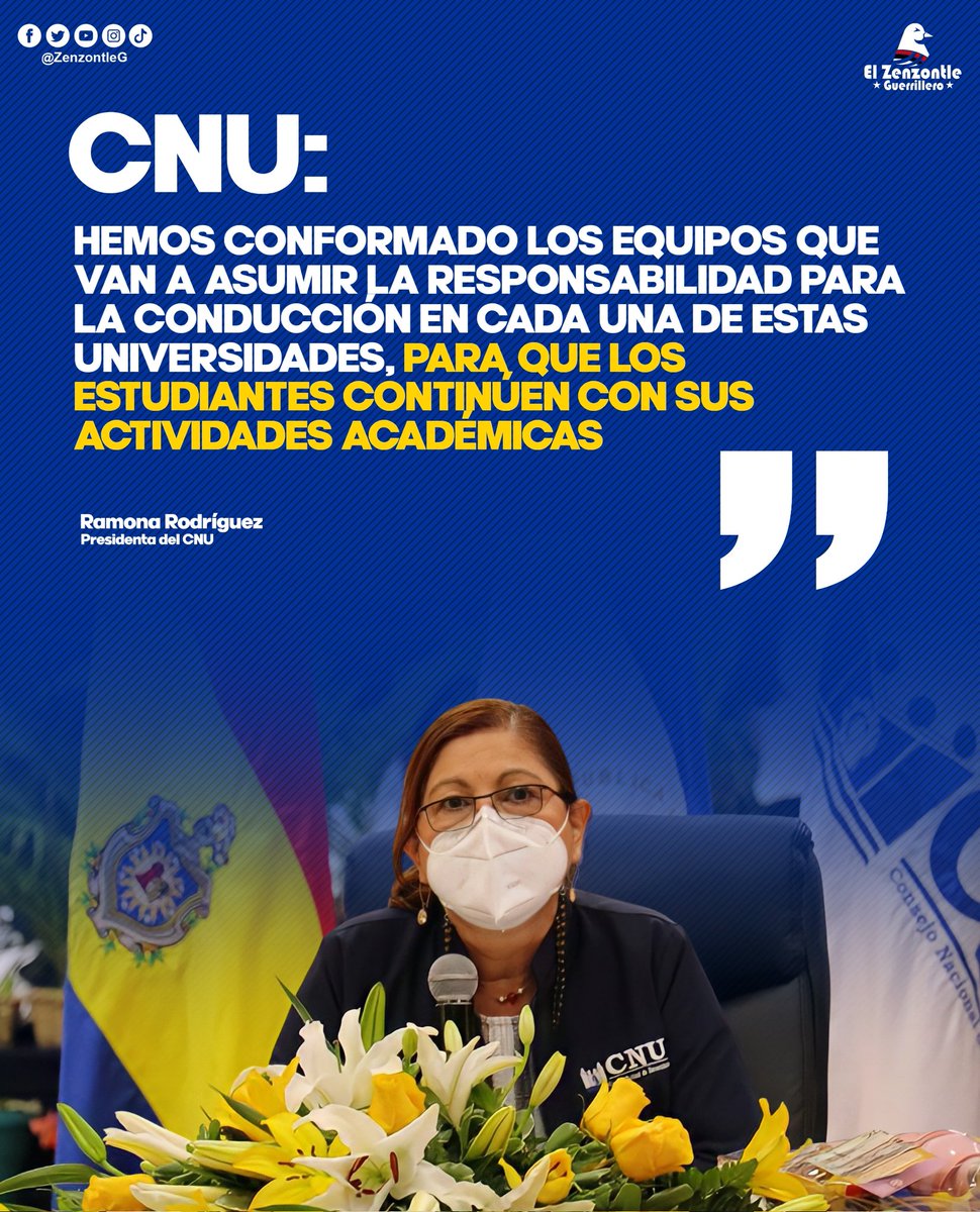 ‼️ #LOULTIMO | Presidenta del CNU, informa que ya están conformados los equipos de Trabajo que van a asumir la conducción en cada una de las universidades para garantizar las continuidad de las actividades académicas de los estudiantes !!! ✊🏻🇳🇮 #Nicaragua