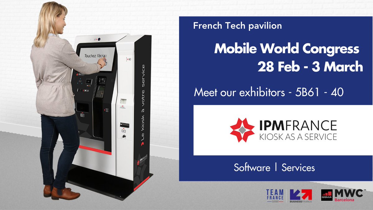J-20🚀We are delighted to present you: 
<a href="/IPM_France/">IPM France</a> which is offering a global turnkey interactive kiosks solution for telecom operators, healthcare, public transport &amp; mobility and large administrations, such as Free Mobile, Orange, Vélib',… #Bonjourmobile #MWC22