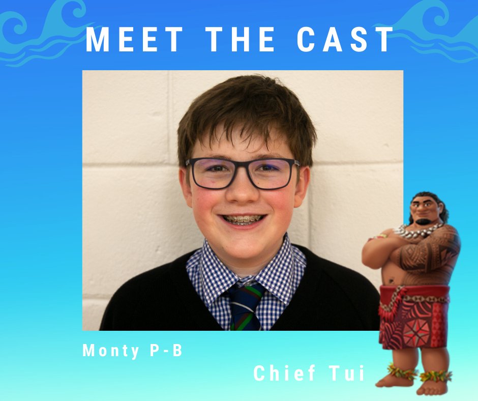 🎭 Moana at Millfield Prep School - Meet The Cast 🎭

Monty will be playing the role of Chief Tui in both of the Moana productions! 🌟

Monty has enjoyed building relationships between his character and Moana on stage, and is excited for the performances! 👏
