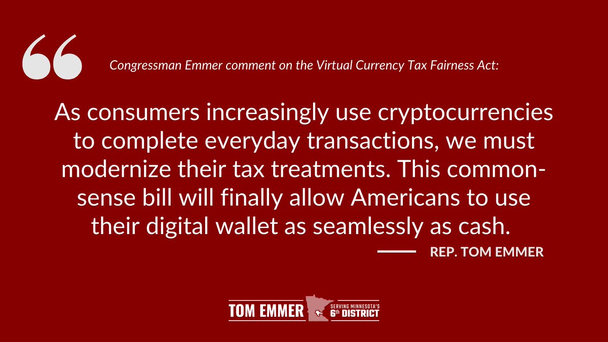 GOPMajorityWhip's tweet image. We should logically be able to use crypto for everyday, small dollar transactions. Our tax code shouldn’t complicate that. Proud to support @RepDelbene’s very commonsense bill.