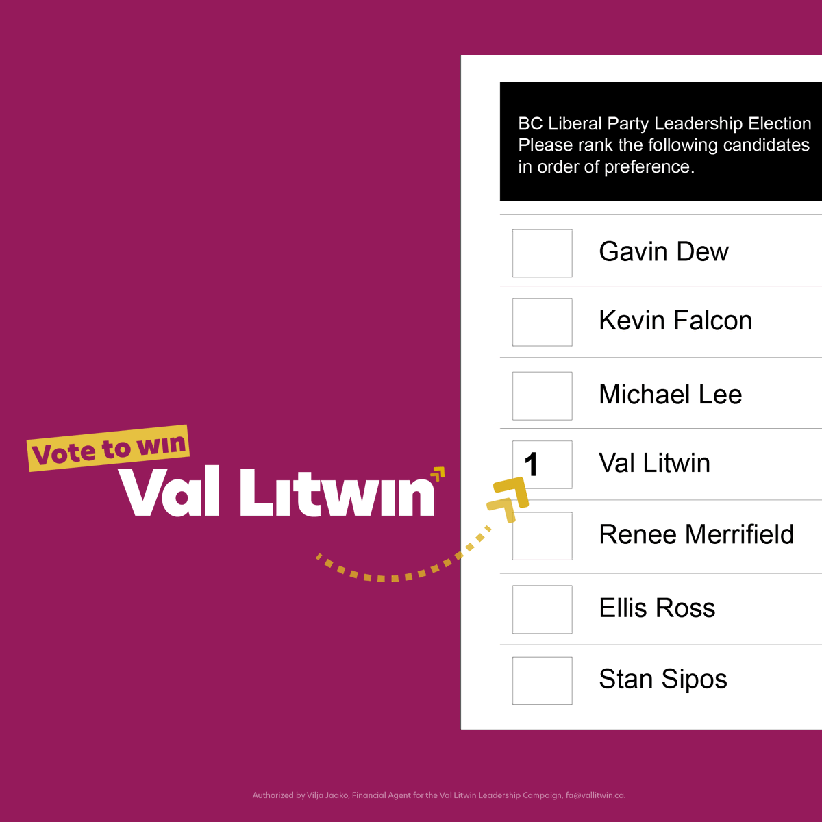 Send a strong message for renewal with your vote for me as your first choice on the ballot.

If you're supporting another candidate, please consider marking me as your second choice.

Vote for renewal. Vote to win in 2024.

bcliberals.com/how-to-vote/
#bclib22 #bcpoli