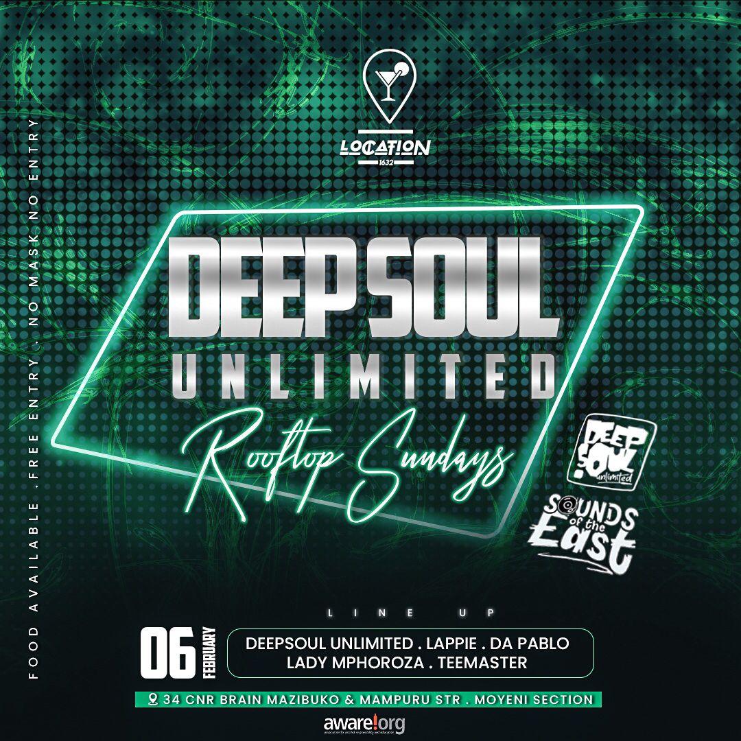 djntshebe's tweet photo. Holla bafeth…the journey continues!!
DeepSoul Unlimited #RooftopSundays 06 Feb.  at Location 1632. 

Guest spinners for this week:

Lapie
Da Pablo
LadyMporozza
Teemaster

#Azishe🔥🔥🔥🔥🔥 https://t.co/L2ZSFo3bfJ