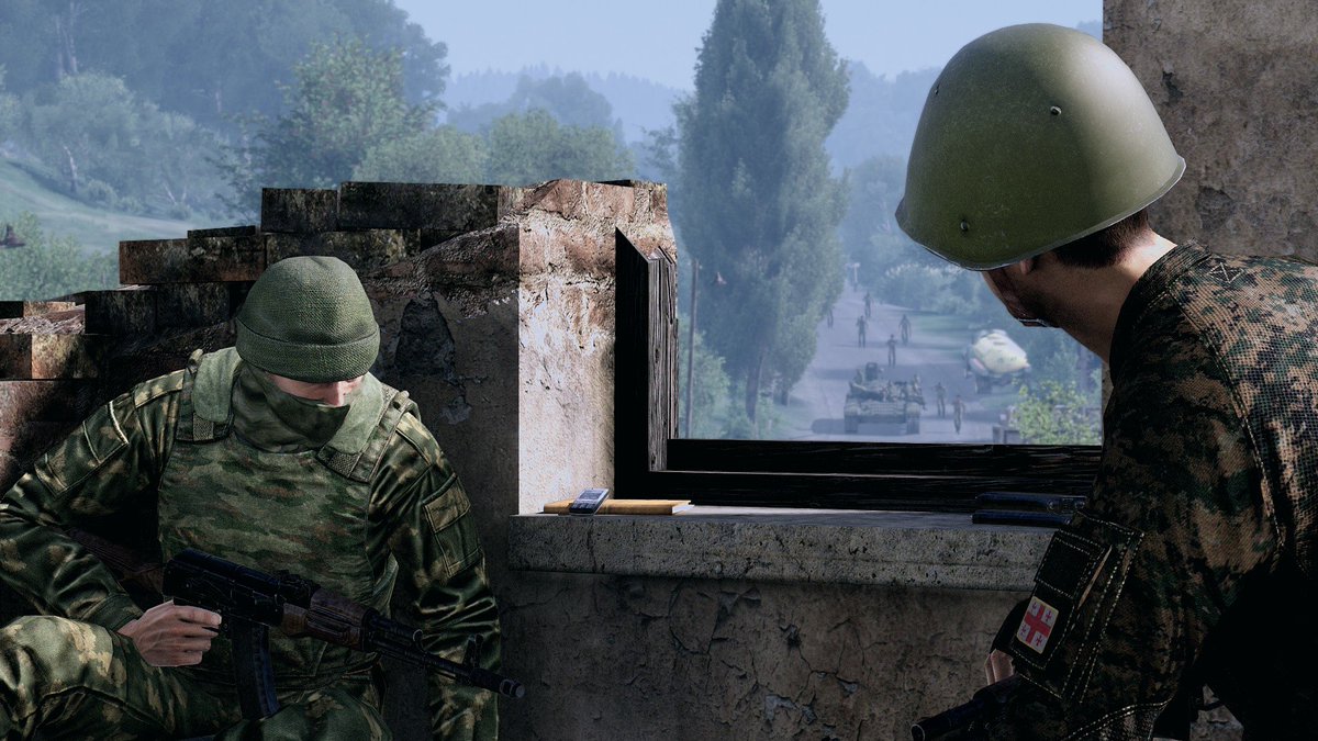 Routed Georgian forces regroup, await orders amid an attempted ceasefire during the Russo-Georgian War, Tskhinvali, 2008.

Logistical deficiencies on both sides of the Russo-Georgian conflict underscored many of the unforeseen realities of modern warfare. #Arma3 #arma3photography