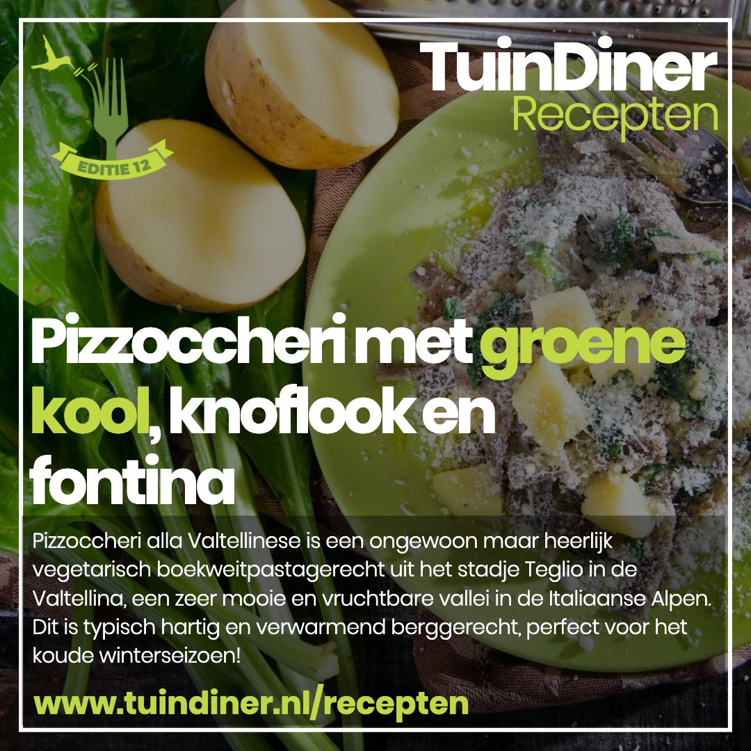 𝗣𝗶𝘇𝘇𝗼𝗰𝗰𝗵𝗲𝗿𝗶 𝗮𝗹𝗹𝗮 𝗩𝗮𝗹𝘁𝗲𝗹𝗹𝗶𝗻𝗲𝘀𝗲 is een ongewoon maar heerlijk vegetarisch boekweitpastagerecht uit het stadje Teglio in de Valtellina. Dit is typisch hartig en verwarmend berggerecht, perfect voor het koude winterseizoen!

Link: social.tuindiner.nl/7ICc

#
