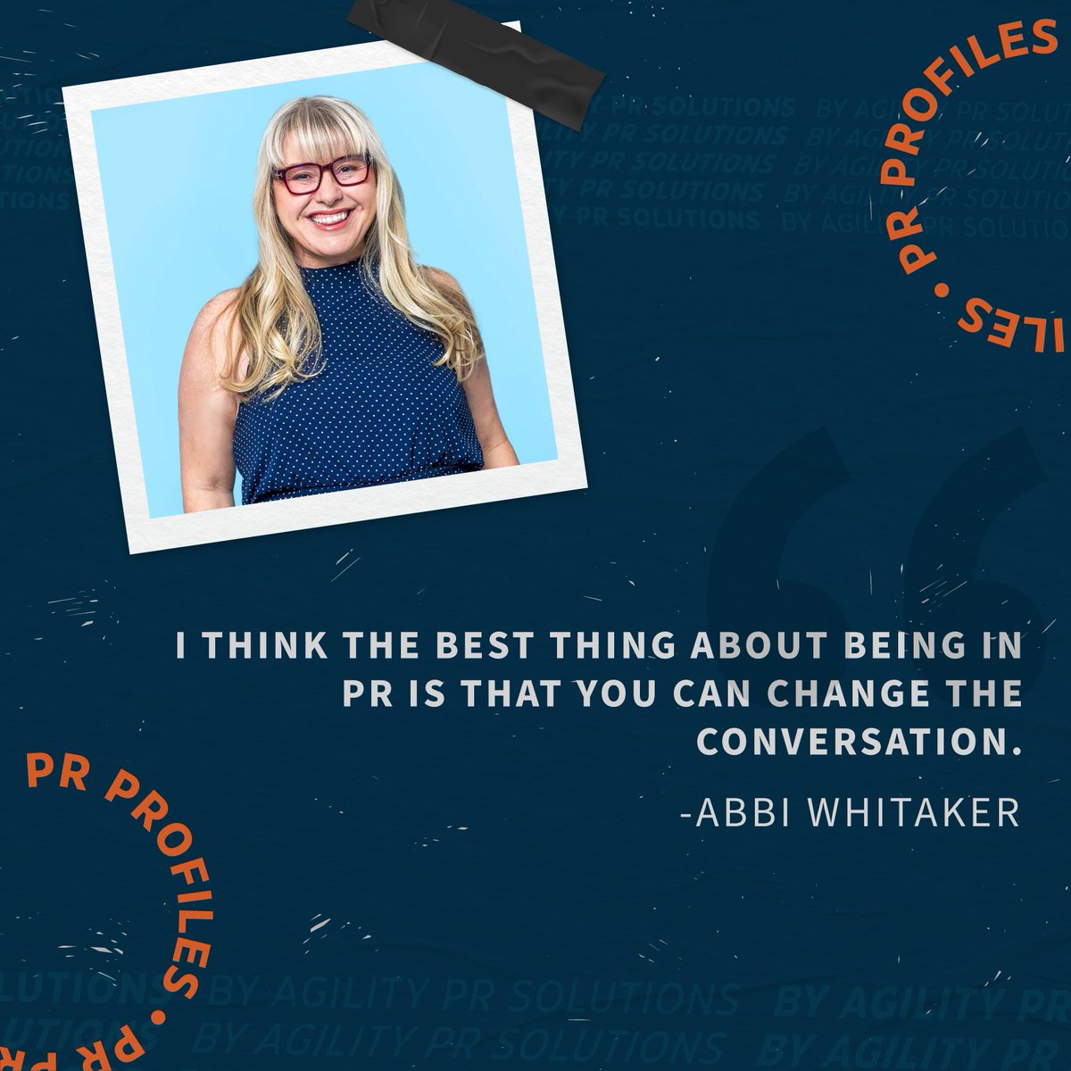 As this month’s guest on the #PRProfilesPodcast from Agility PR Solutions, listen to how our fearless president &amp; co-founder, Abbi Whitaker shares advice for PR and Communications professionals and gives great insights for business owners. 
Listen in here! bit.ly/3J20saO