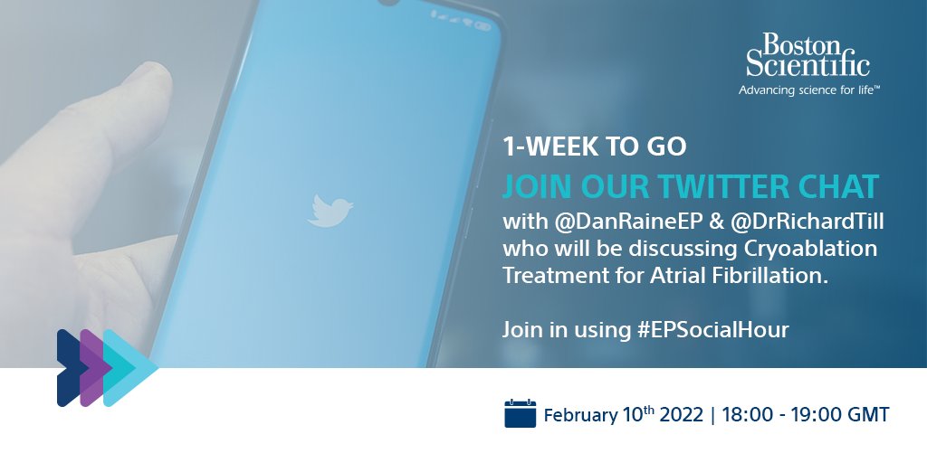 1-week to go until <a href="/DanRaineEP/">Dan Raine</a> &amp; <a href="/drrichardtill/">Richard Till</a> share their #Cryoablation workflow, learnings &amp; best practice as part of our #TwitterChat. Join from 18:00 to ask your questions using #EPSocialHour