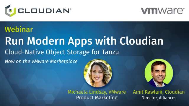 CloudianStorage's tweet photo. Join @VMwareTanzu and #Cloudian on Feb. 17 as we discuss how customers can access &amp; deploy Cloudian’s S3-compatible #ObjectStorage for VMware Tanzu Kubernetes Grid (TKG) environments, right from the #VMwareMarketplace. https://t.co/tcidsljiZg https://t.co/zeI7l3d9Eh