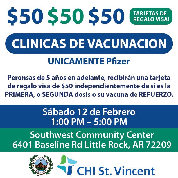 Still need a COVID vaccine? $50 available for ANYONE 5 &amp; older. See flyers 👇🏾👇🏾in Spanish and English. <a href="/BaleElementary/">BaleElementaryLRSD</a> #BaleandBeyond  #LRSDpowerofus <a href="/lrsd/">Little Rock School District</a>