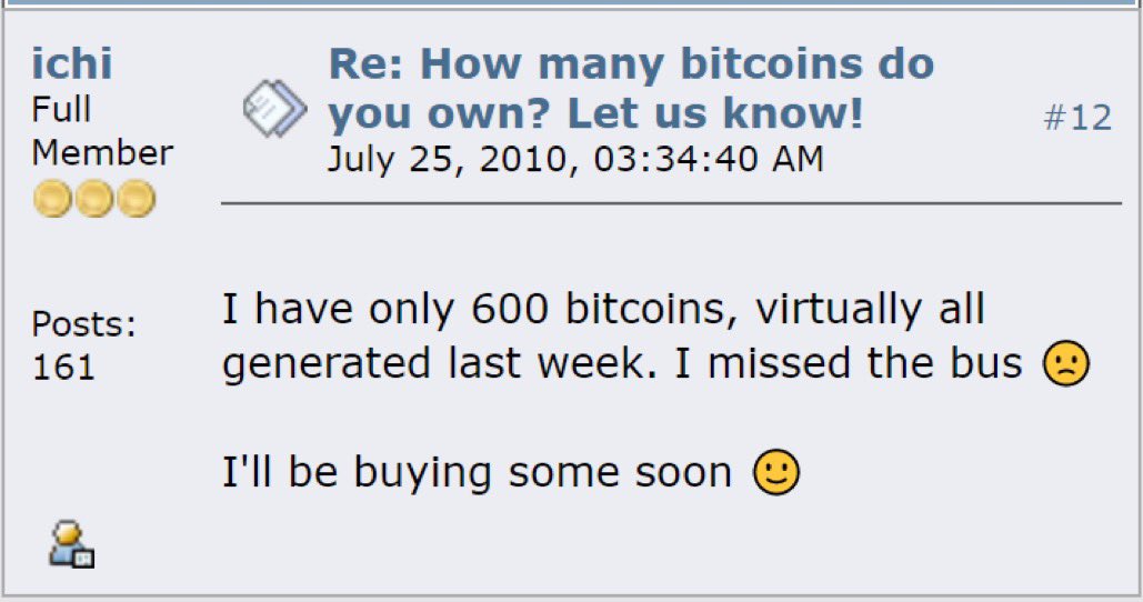 DocumentingBTC's tweet photo. A good reminder that everyone thinks they "missed the bus" at first, no matter the price of #bitcoin https://t.co/FsEKNP00bM