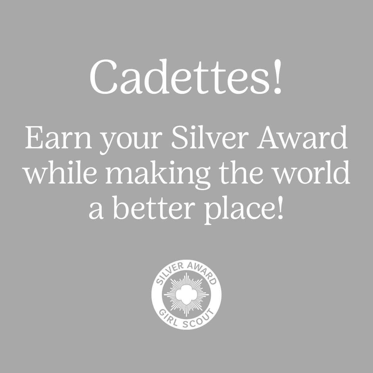 One of the highest awards in Girl Scouts is the 🤍Silver Award🤍. Cadettes can earn this award by listening to their community and choosing an issue they care about.  #silverawardgirlscout 💚 Learn more here: gsep.org/en/about-girl-…