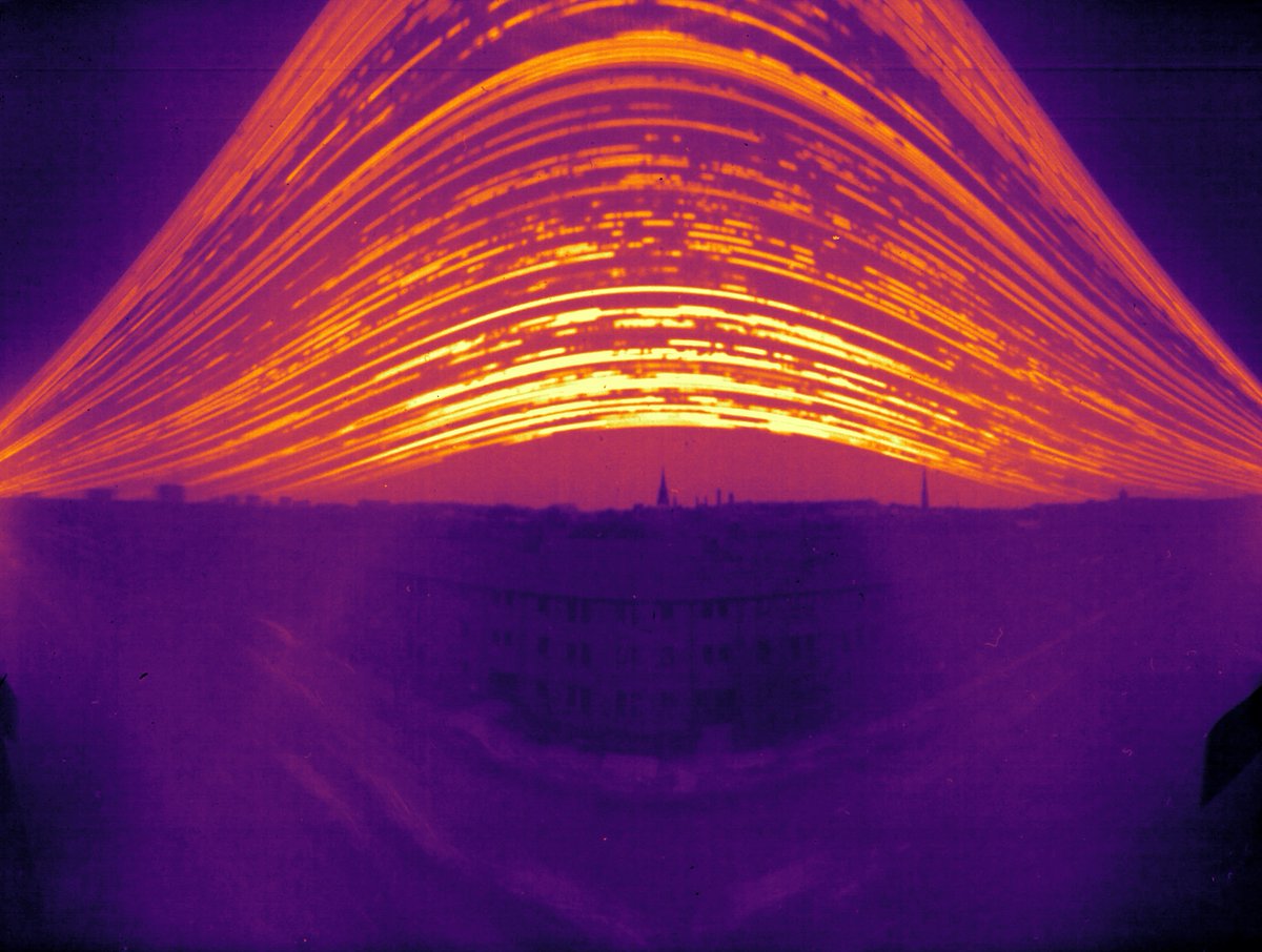 Pinhole camera exposure of #Glasgow's westend for over 6 months tracking the sun from 13th of May 2021 to 19th of December 2021 so nearly including both solstices. #solarcan