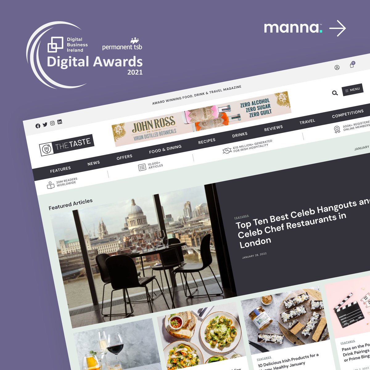 mannadesign's tweet photo. Wishing @Thetaste_ie the best of luck later this evening in the  Digital Business Ireland Permanent tsb Awards. Manna recently carried out a brand refresh and designed &amp; developed the new and improved https://t.co/1TulZLNApc.  

#DigitalAwards21  #DigitalAwardsIE #bestwebsite https://t.co/bgpGrp3pL4