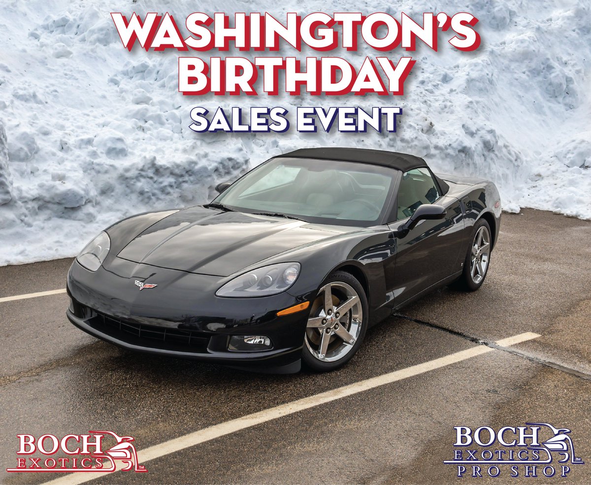 BochExotics's tweet photo. The Boch Exotics Washington's Birthday Sales Event is here! With special deals on luxury vehicles all month long, we have everything you're looking for. Plus, don't miss out on 15% off #exotic merch from our Pro Shop, now with FREE shipping! Come On Down! https://t.co/tJ7vUMqJF6