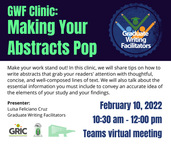 ¡Captura la atención de tus lectores! Conéctate el jueves 10 de febrero a este taller, donde compartiremos recomendaciones para redactar "abstracts" más efectivos. Regístrate aquí: uprm.libcal.com/calendar/cedib…
<a href="/BibliotecaUPRM/">Biblioteca UPRM</a> <a href="/CEEGRUM_Oficial/">Consejo de Estudiantes Graduados - RUM</a> <a href="/ceegrum/">CEEG-RUM</a>