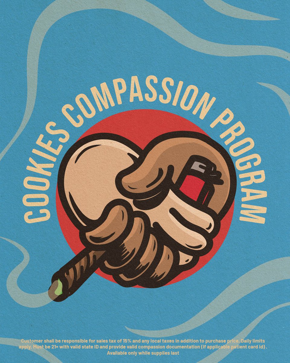 cookies_modesto's tweet photo. To show our appreciation for the cannabis community, participating CA Cookies and Lemonnade shops will offer discounted eighths of Cookies flower to customers who are veterans & who are on verified government assistance programs. #CookiesCompassion https://t.co/6e3Wa11Bah