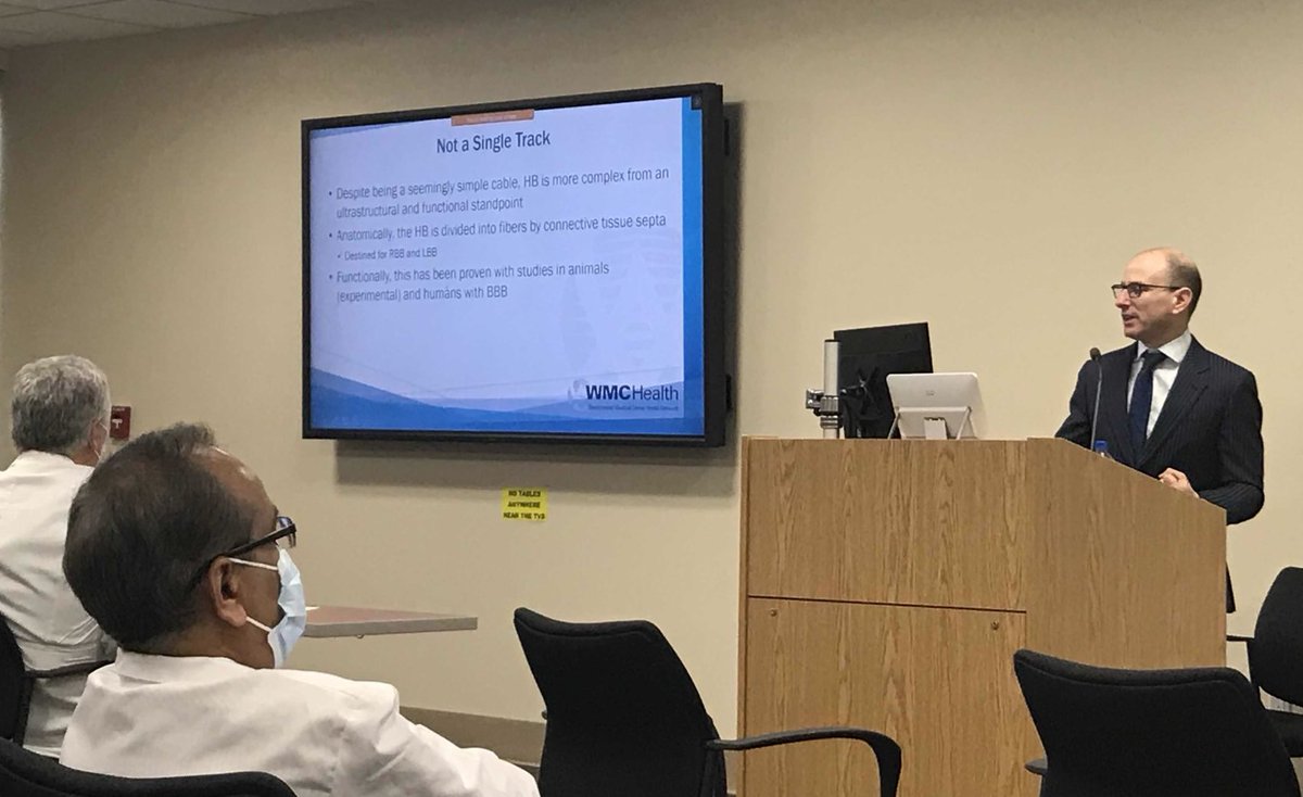 Outstanding cardiology grand rounds talk by my colleague Jason Jacobson on conduction system pacing! ⚡️ @WestchesterMed #EPeeps #CardioTwitter