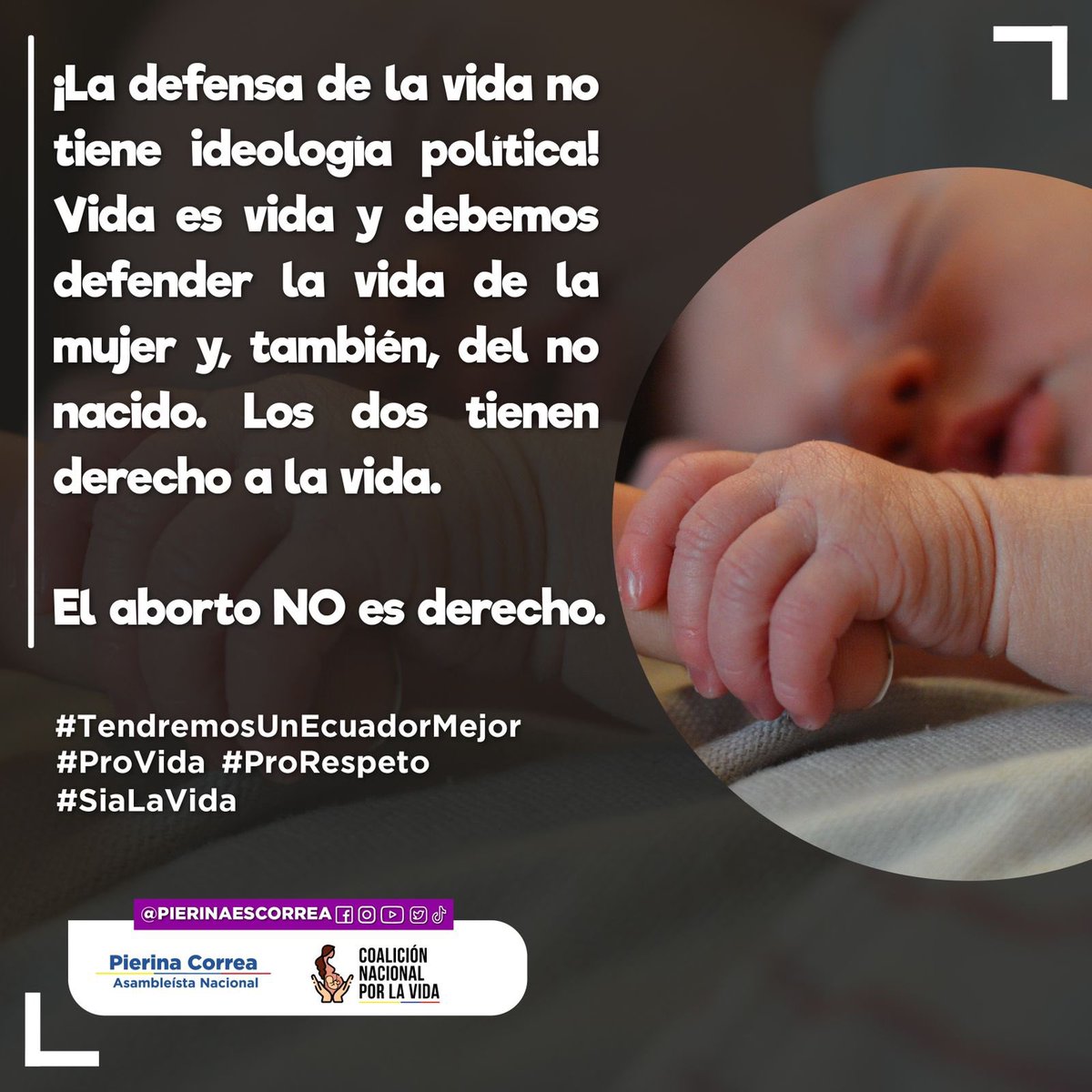 pierinaescorrea's tweet photo. 🔴 ¡La defensa de la vida no tiene ideología política! Vida es vida y debemos defender la vida de la mujer y, también, del no nacido. Los dos tienen derecho a la vida. El aborto NO es derecho.
#TendremosUnEcuadorMejor #ProVida #ProRespeto #SíaLaVida #CoaliciónNacionalPorLaVida https://t.co/RpfJNMO5Kd