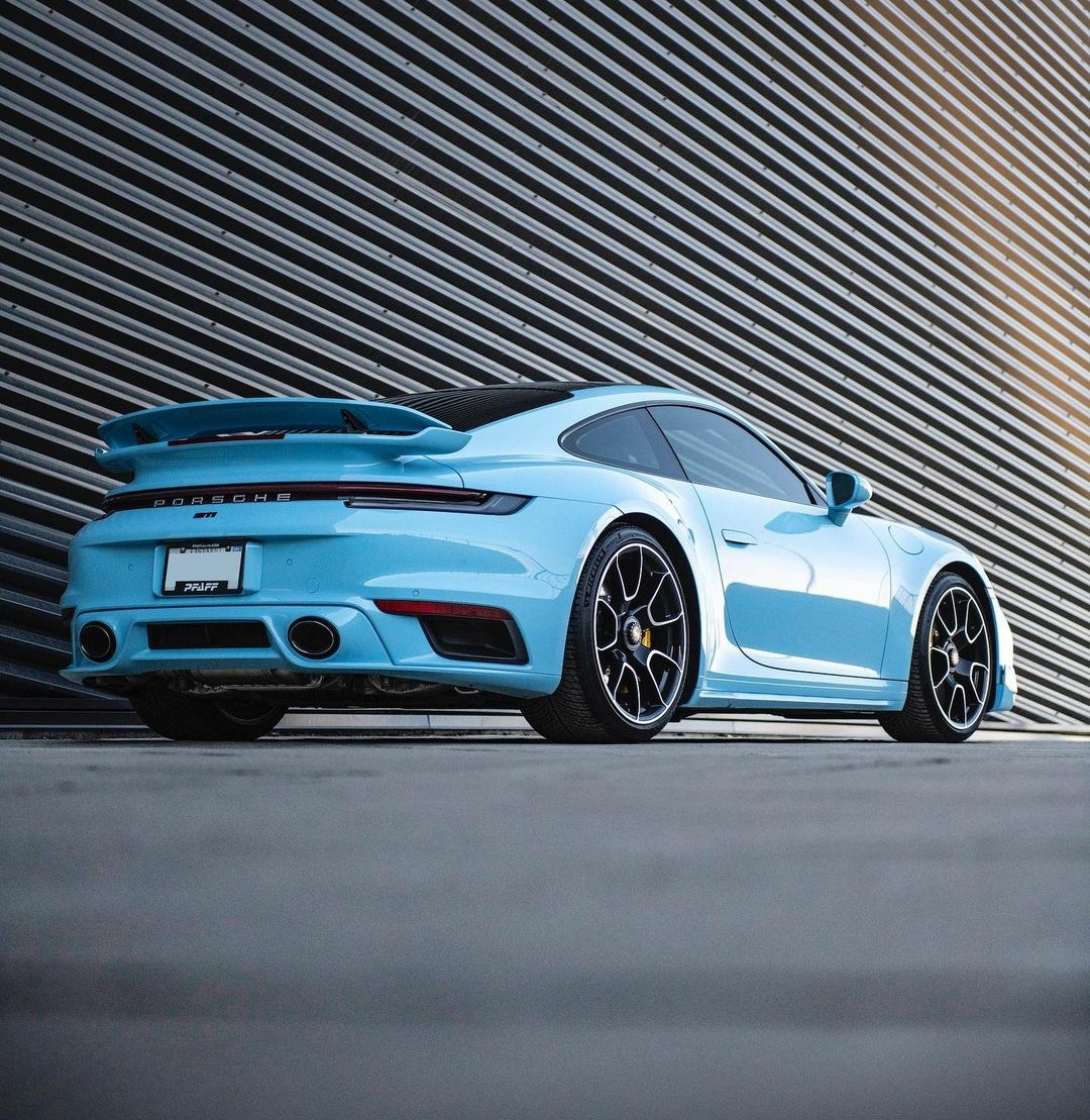 PorscheCIub's tweet photo. Paint-to-Sample Gulf Blue 992 Turbo S https://t.co/v9sLCBMqkd