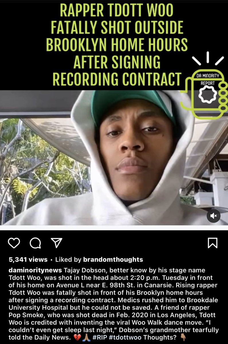 StevieDerrick_'s tweet photo. * i really hate reading these types of headlines.

this sounds like a set-up in my opinion. how did he sign a deal that was gonna change is life + then lose his life. this world is so cruel. 🙏🏾💔✨. #RIPTDott https://t.co/dYaQ5NIgMT