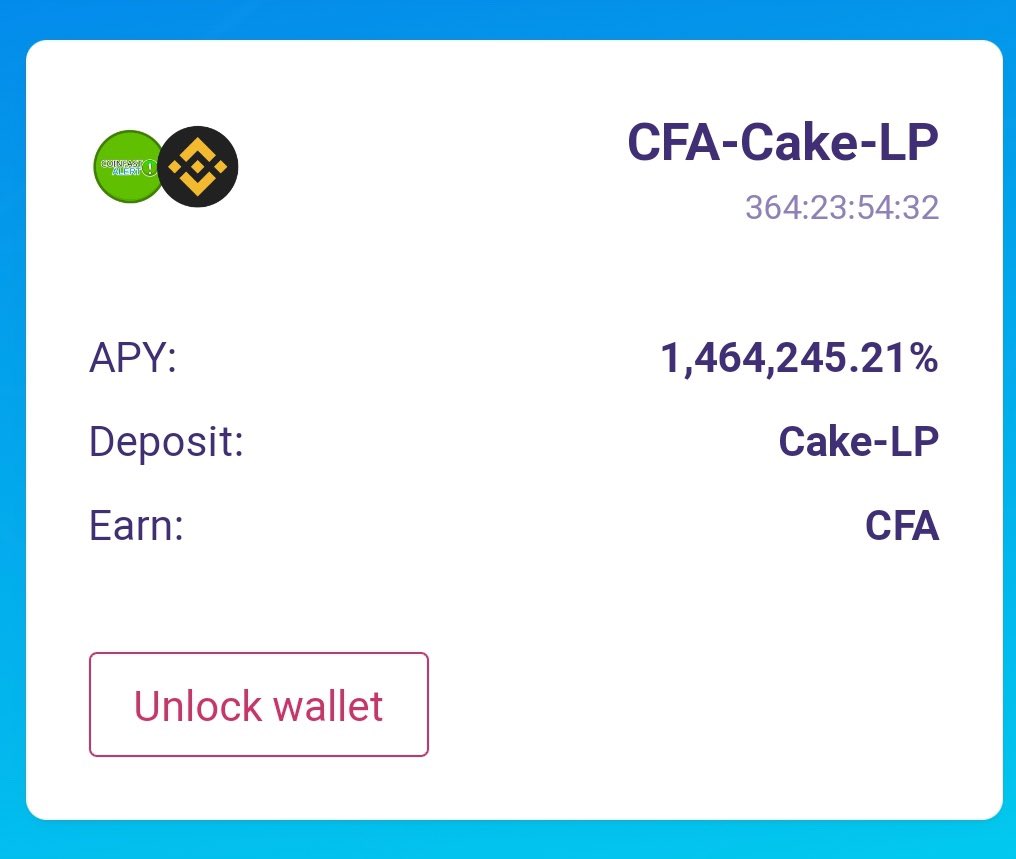 CryptoAscendes's tweet photo. 😍 CFA STAKING &amp; FARM IS LIVE NOW ON https://t.co/Sdfy61TaCC

▪️BNB - BIRDS Earn: $CFA  APY:1500,02%

▪️BNB - CFA Earn: $CFA  APY:1,464,245.21%

Telegram: https://t.co/p8wKCydSga
Website:https://t.co/qyhKab65Gw https://t.co/M9M8lqBqhq