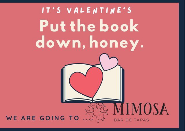 Mimosa Bar de Tapas (@mimosawinebar) on Twitter photo As Valentines falls on Monday this year .... we will be CLOSED but before everyone screams blue murder -we will be opening at 3pm on Sat 12th  & closing later on Sun 13th to allow for extra sittings on both days ๐๐
Bookings will be available online from Mon 7th Feb โค๏ธโค๏ธ As Valentines falls on Monday this year .... we will be CLOSED but before everyone screams blue murder -we will be opening at 3pm on Sat 12th  & closing later on Sun 13th to allow for extra sittings on both days ๐๐
Bookings will be available online from Mon 7th Feb โค๏ธโค๏ธ