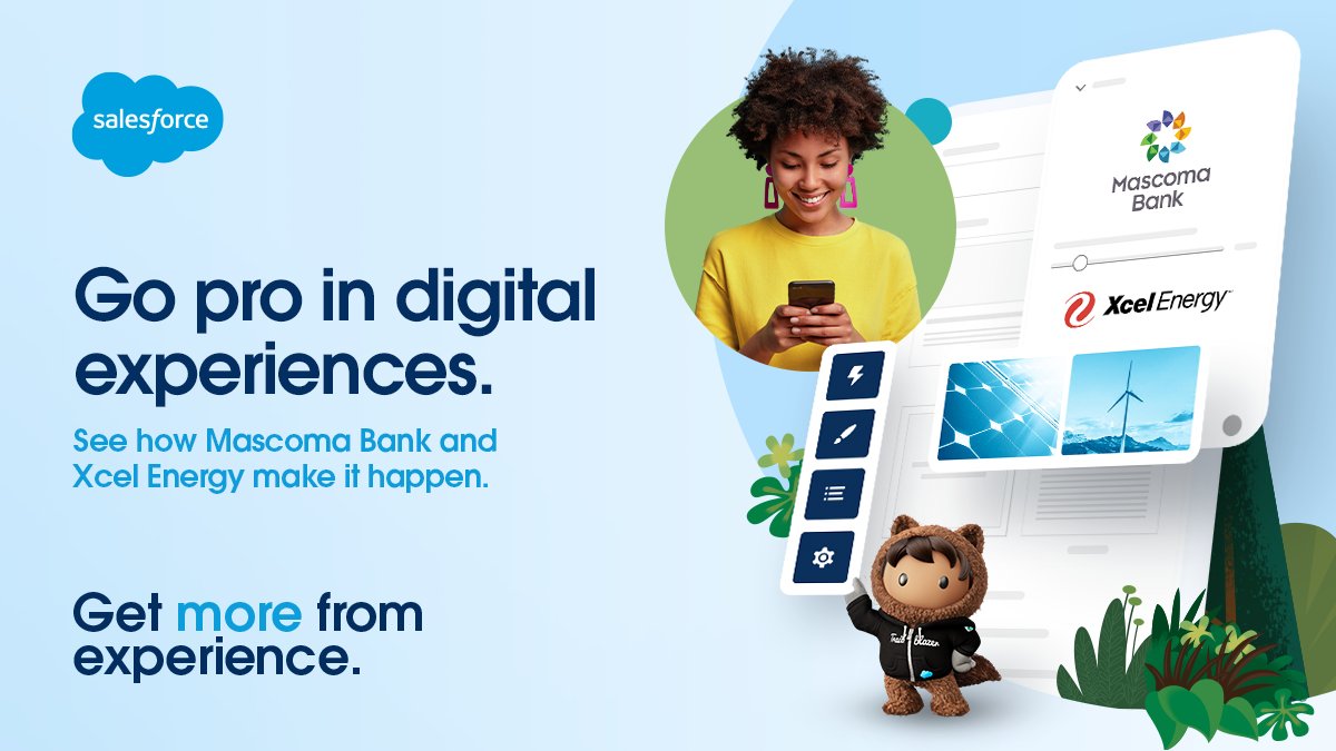 Ready to 🚀 launch seamless, data-driven 📊 customer journeys? 👩🏾‍💻 

Check out our blog and learn how <a href="/MascomaBank/">Mascoma Bank</a> and <a href="/xcelenergy/">Xcel Energy</a> are making waves 🌊 in their industries with connected portals, powered by Experience Cloud.  

Link: sfdc.co/bf53jS