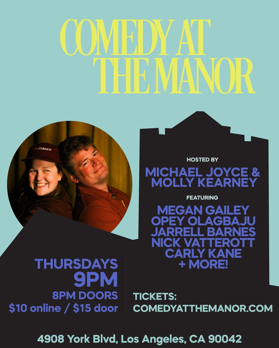 TONIGHT come get some happy with jokes by
@megangailey 
<a href="/nickvatterott/">Nick Vatterott</a>
<a href="/MEATBRICKMOLLY/">Molly  Kearney</a>
<a href="/icarlykane/">Carly Kane</a>
Opey Olagbu
Jarrell Barnes
@NotMikeJoyce
 
Get yer tix: comedyatthemanor.com