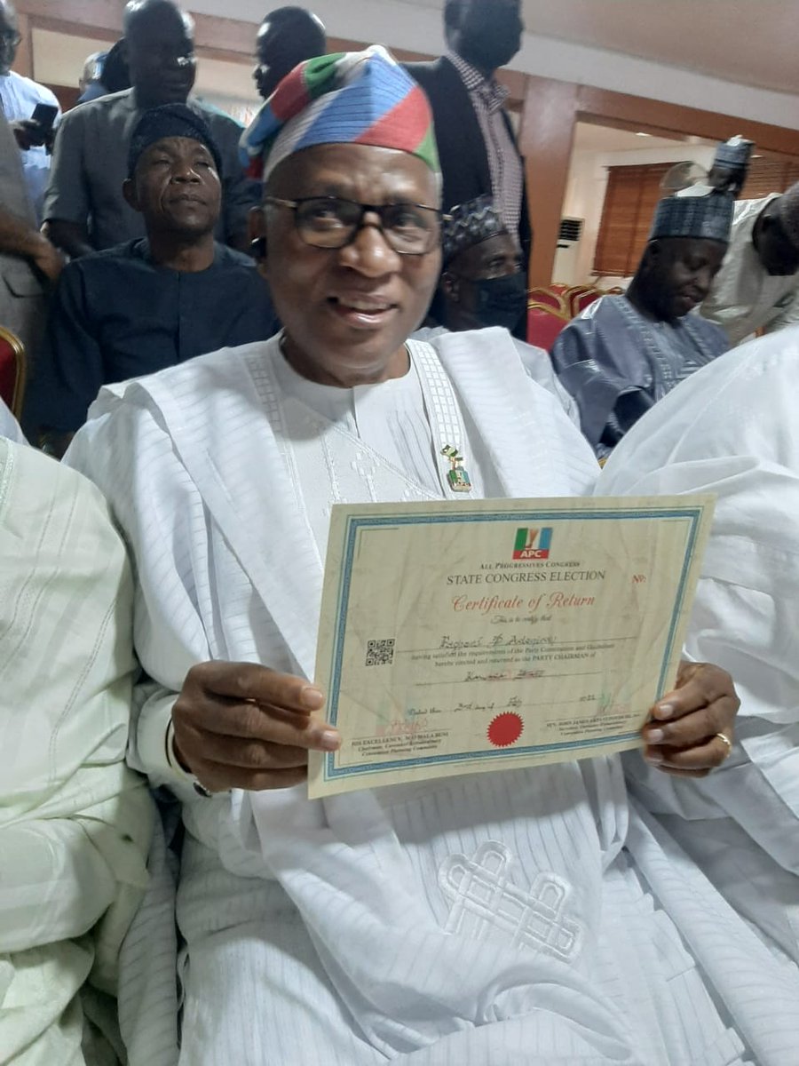 Kwara_APC's tweet photo. Congratulations to Prince Fagbemi on your inauguration as the @Kwara_APC state chairman. https://t.co/N6n0bf1khq